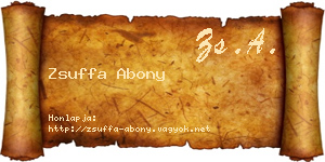 Zsuffa Abony névjegykártya